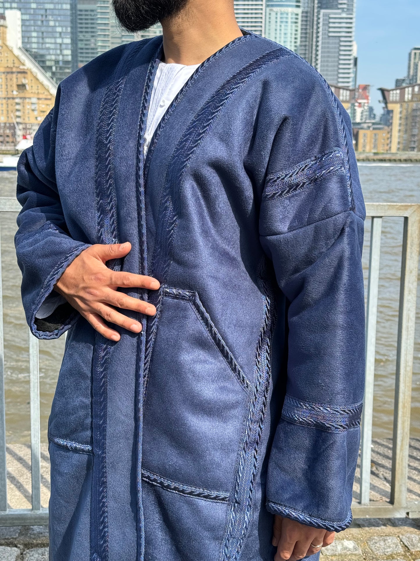 Royal Blue unzipped Fur coat