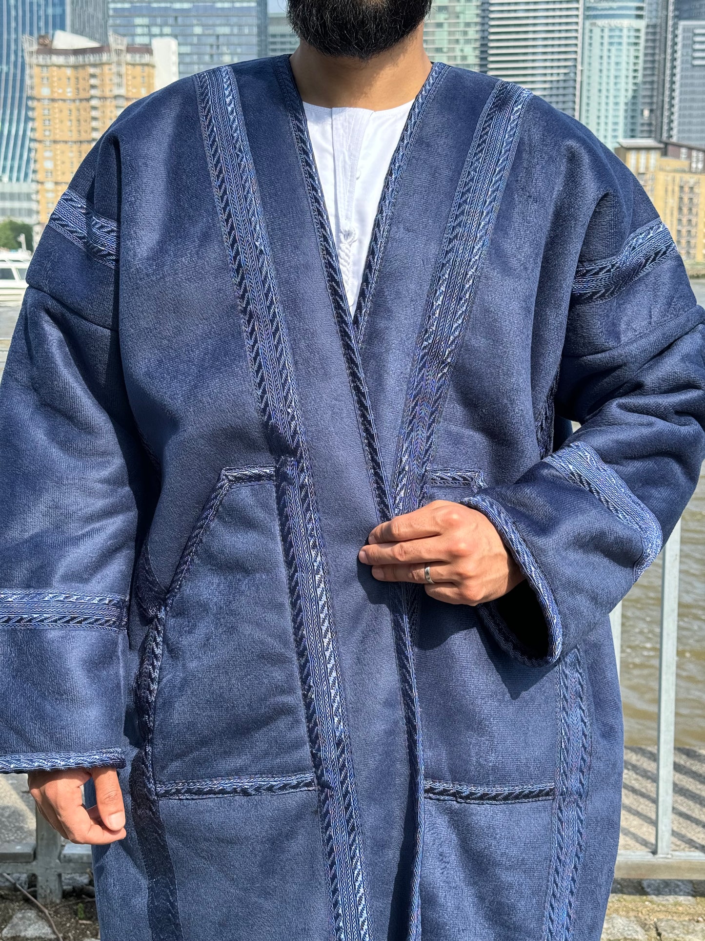Royal Blue unzipped Fur coat