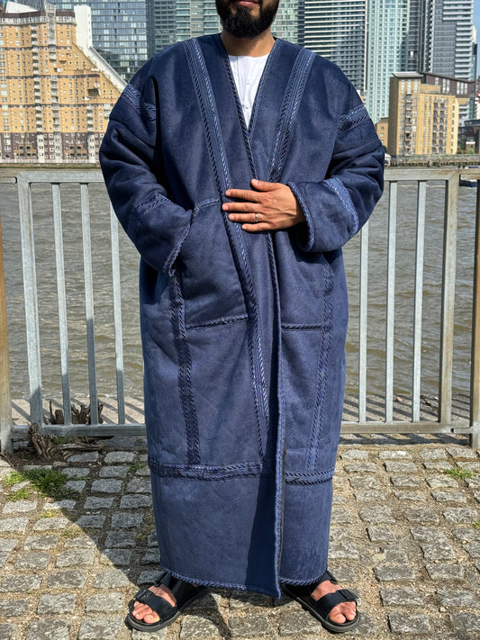 Royal Blue unzipped Fur coat